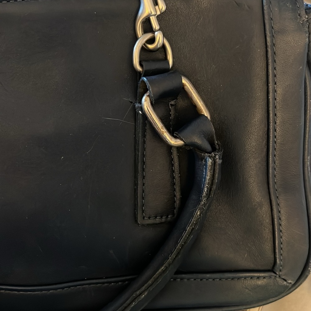 Coach Navy Mini Leather Satchel Cross Body Tassel - Picture 3 of 5